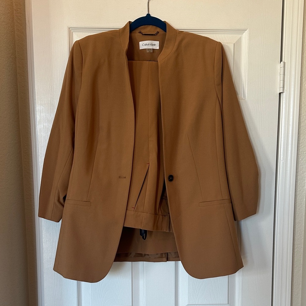 Calvin Klein Women's Tan Open-Front Blazer Jacket size 14
